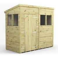 Power 8x4 Premium Pent Garden Shed, Green
