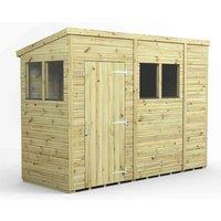 Power 10x4 Premium Pent Garden Shed, Green