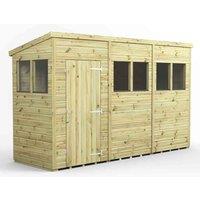 Power 12x4 Premium Pent Garden Shed, Green