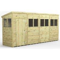 Power 16x4 Premium Pent Garden Shed, Green
