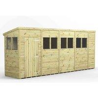 Power 18x4 Premium Pent Garden Shed, Green