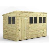 Power 12x6 Premium Pent Garden Shed, Green