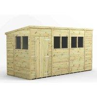 Power 14x6 Premium Pent Garden Shed, Green