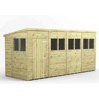 Power 16x6 Premium Pent Garden Shed, Green