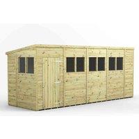 Power 18x6 Premium Pent Garden Shed, Green