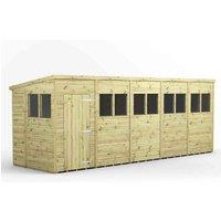 Power 20x6 Premium Pent Garden Shed, Green