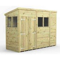 Power 10x4 Premium Pent Double Door Garden Shed, Green
