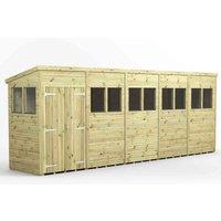 Power 20x4 Premium Pent Double Door Garden Shed, Green