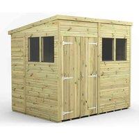 Power 8x6 Premium Pent Double Door Garden Shed, Green