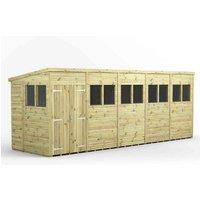 Power 20x6 Premium Pent Double Door Garden Shed, Green