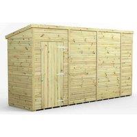 Power 14x4 Premium Pent Windowless Garden Shed, Green