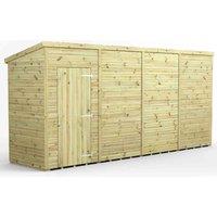 Power 16x4 Premium Pent Windowless Garden Shed, Green