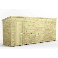 Power 18x4 Premium Pent Windowless Garden Shed, Green