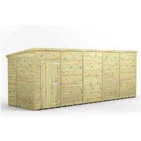 Power 20x6 Premium Pent Windowless Garden Shed, Green