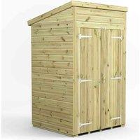 Power 4x4 Premium Pent Windowless Double Door Garden Shed, Green