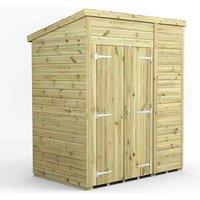 Power 6x4 Premium Pent Windowless Double Door Garden Shed, Green