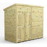 Power 8x4 Premium Pent Windowless Double Door Garden Shed, Green