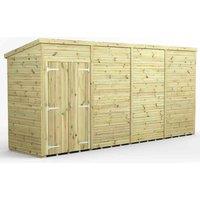 Power 16x4 Premium Pent Windowless Double Door Garden Shed, Green