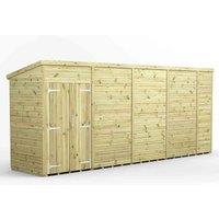 Power 18x4 Premium Pent Windowless Double Door Garden Shed, Green