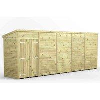 Power 20x4 Premium Pent Windowless Double Door Garden Shed, Green