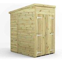 Power 4x6 Premium Pent Windowless Double Door Garden Shed, Green