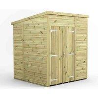 Power 6x6 Premium Pent Windowless Double Door Garden Shed, Green