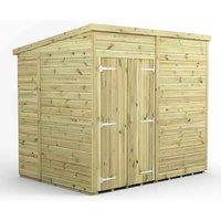 Power 8x6 Premium Pent Windowless Double Door Garden Shed, Green