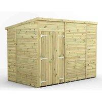Power 10x6 Premium Pent Windowless Double Door Garden Shed, Green