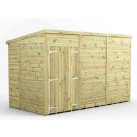 Power 12x6 Premium Pent Windowless Double Door Garden Shed, Green