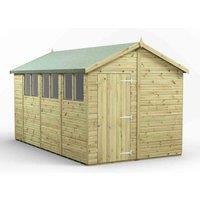 Power 14x8 Premium Apex Garden Shed, Green