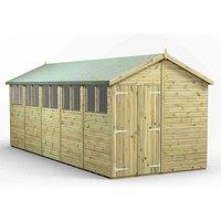 Power 20x8 Premium Apex Double Door Garden Shed, Green