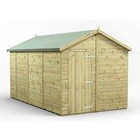 Power 14x8 Premium Apex Windowless Garden Shed, Green