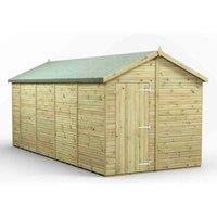 Power 18x8 Premium Apex Windowless Garden Shed, Green