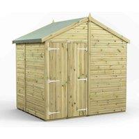 Power 6x8 Premium Apex Windowless Double Door Garden Shed, Green