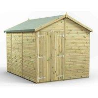 Power 10x8 Premium Apex Windowless Double Door Garden Shed, Green