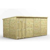 Power 16x8 Premium Pent Windowless Double Door Garden Shed, Green