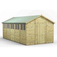 Power 20x10 Premium Apex Garden Shed, Green