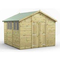 Power 10x10 Premium Apex Double Door Garden Shed, Green