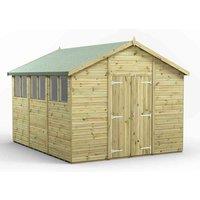 Power 12x10 Premium Apex Double Door Garden Shed, Green