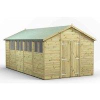 Power 18x10 Premium Apex Double Door Garden Shed, Green