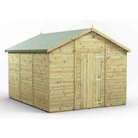 Power 12x10 Premium Apex Windowless Garden Shed, Green