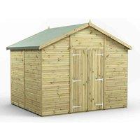 Power 8x10 Premium Apex Windowless Double Door Garden Shed, Green