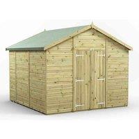 Power 10x10 Premium Apex Windowless Double Door Garden Shed, Green
