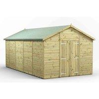 Power 18x10 Premium Apex Windowless Double Door Garden Shed, Green