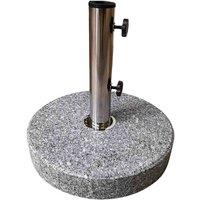 Samuel Alexander 25kg Round Granite Garden Parasol / Umbrella Base Weight Stainless Steel Pole, Grey