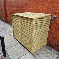 Samuel Alexander 1.34m x 1.2m Large Wooden Outdoor Garden Double Wheelie Bin Store Storage for 2 Bins, Brown