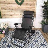 Samuel Alexander Black Multi Position Textoline Zero Gravity Garden Relaxer Chair Lounger, Black