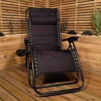 Samuel Alexander Luxury Padded Multi Position Zero Gravity Garden Relaxer Chair Lounger in All Black, Black