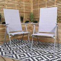 Samuel Alexander Set of 2 Outdoor Garden Patio Multi Position Reclining Folding Chair in Grey, Grey