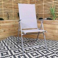 Samuel Alexander Outdoor Garden Patio Multi Position Reclining Folding Chair in Grey, Grey
